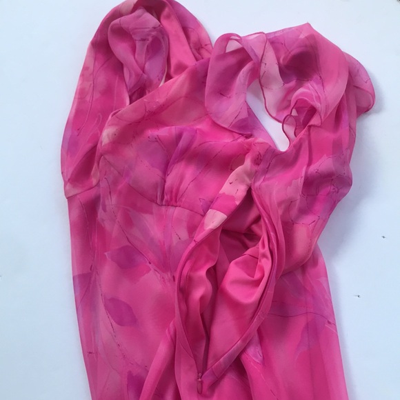 Vintage 90s Cap Sleeve Pink Midi Dress Rare Y2k Milkmaid Fairy Coquette Barbie M - Picture 14 of 17